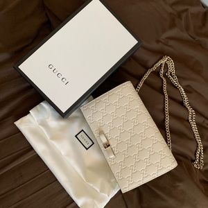 Gucci leather wallet on chain